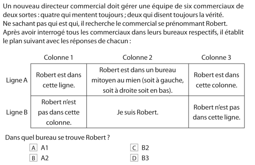 question de logique du concours sésame