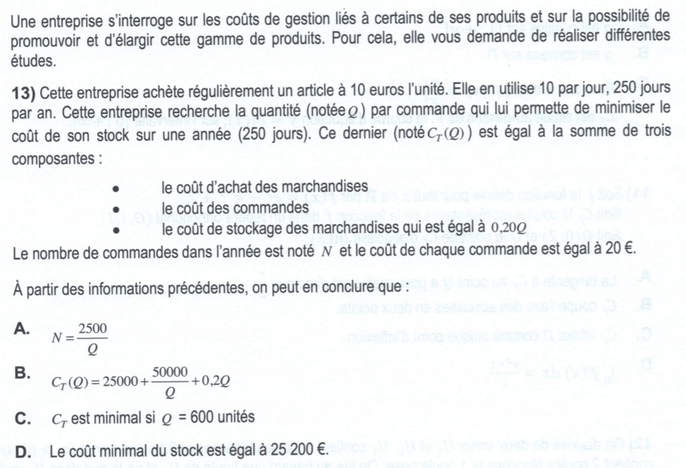 question de probleme mathématique du concours accès