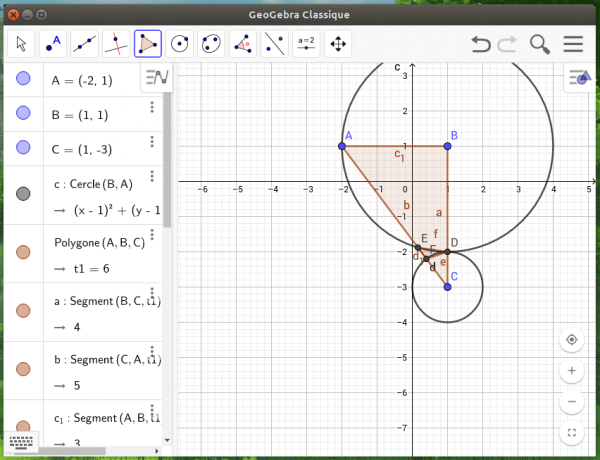 vue du logiciel Geogebra