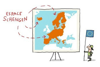 schéma pour expliquer l'espace Shengen