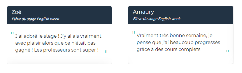 Avis élèves stage anglais