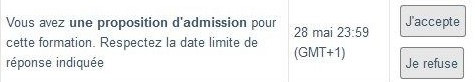 Accepter une propositition d'admission Parcoursup