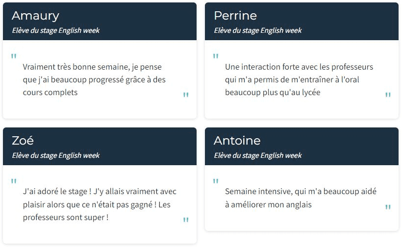 Témoignages élèves du stage d'anglais