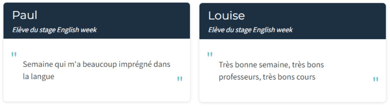 Témoignages élèves du stage d'anglais