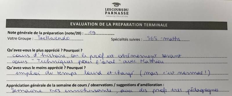 Elève du programme réussir le lycée, classe de Terminale 2022