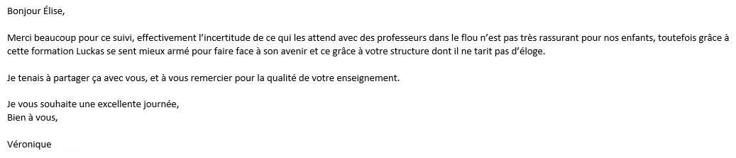 Mère d'un élève de la prépa Ambition Première 2022